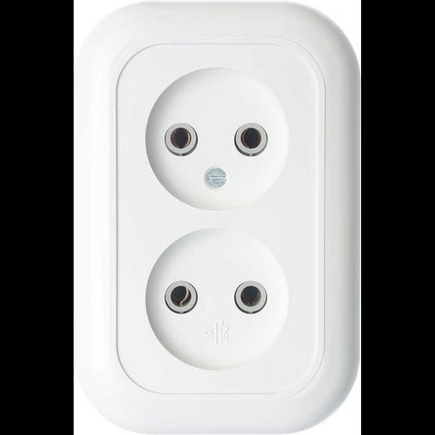 Розетка 2-м СП Валентина РС10-393 10А IP20 бел. Кунцево 5449 фото 1