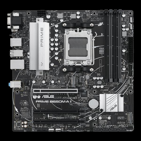 Материнская плата ASUS PRIME B650M-A II-CSM, Socket AM5, B650, 4*DDR5, HDMI+DP+VGA, 4xSATA3 + RAID, M2, Audio, Gb LAN, USB 3.2, USB 2.0, mATX; 90MB1EH0-M0EAY0 (PRIME B650M-A II-CSM) фото 1