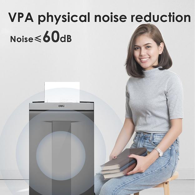 Шредер Deli ET096 серый с автоподачей (секр.P-5) фрагменты 16лист. 30лтр. скрепки скобы пл.карты CD фото 6