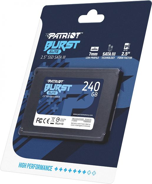 Накопитель SSD Patriot SATA III 240Gb PBE240GS25SSDR Burst Elite 2.5" фото 8