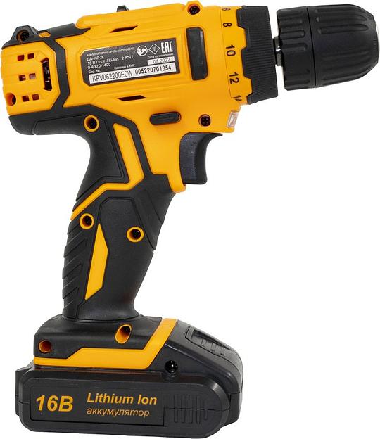 Дрель-шуруповерт Вихрь ДА-16Л-2К аккум. патрон:быстрозажимной (кейс в комплекте) (72/14/32) фото 4