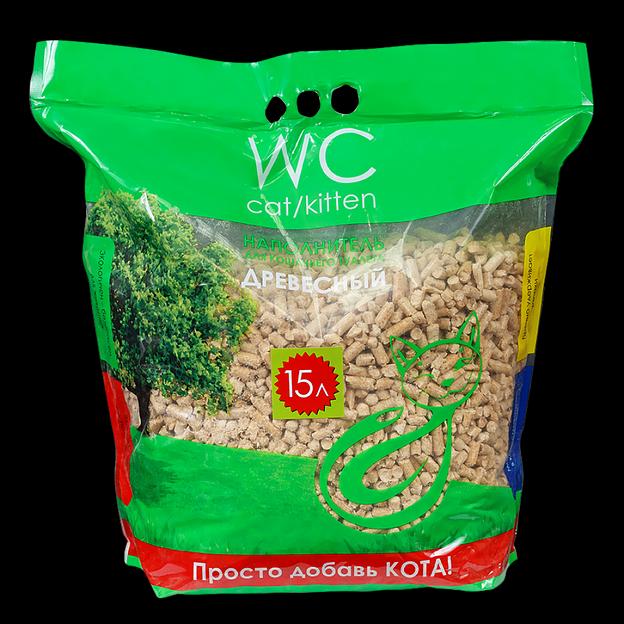 Древесный наполнитель кошачьих туалетов «WC Cat/Kitten» 15 л ОПТ фото 1
