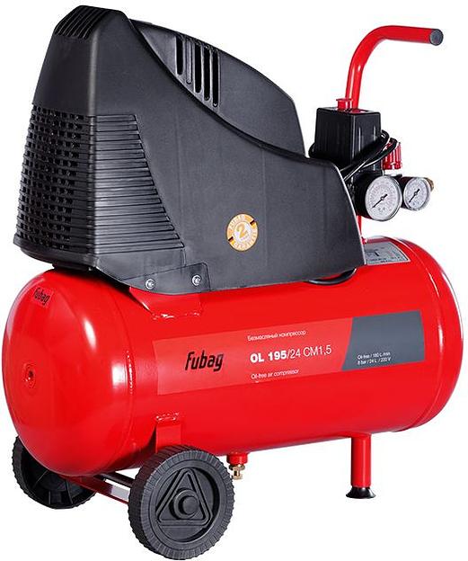 Компрессор поршневой Fubag OL 195/24 CM1.5 безмасляный 180л/мин 24л 1100Вт красный/черный фото 1