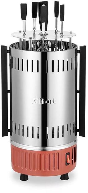 Шашлычница электрическая Kitfort КТ-1407 900Вт нержавеющая сталь/оранжевый фото 1