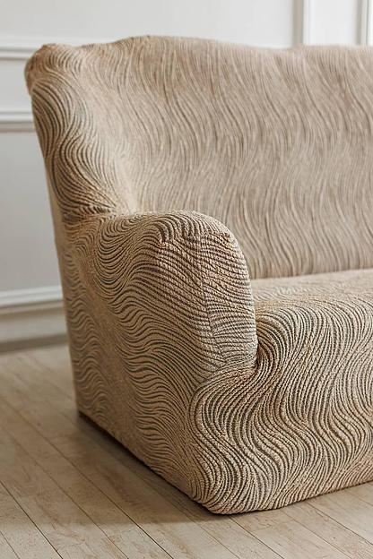 Чехол на трёхместный диван Чехлы&Пледы «Жаккард Волна» серый ОПТ фото 5