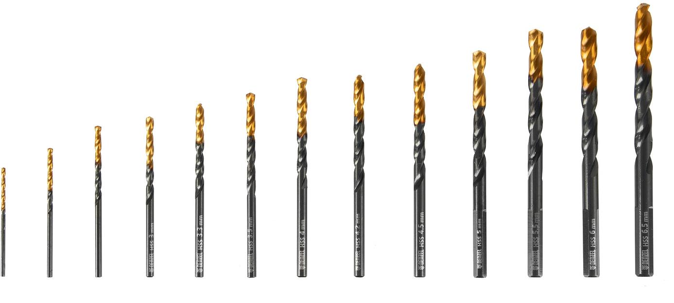 Набор сверл по металлу, 1,5-6,5 мм, HSS-Tin, Golden Tip, 13 шт// Denzel фото 3