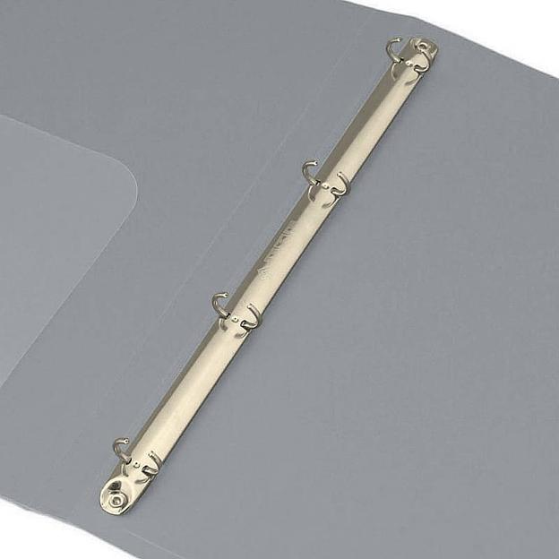 Папка на 4-х кольцах Бюрократ -0827/4RGREY A4 пластик 0.7мм кор.27мм внутр. с вставкой серый фото 2