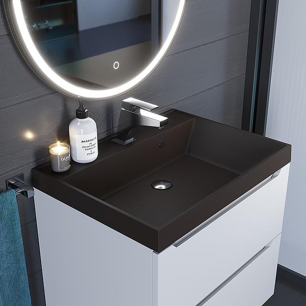 Раковина кварцевая для ванной комнаты Uperwood Classic Quartz 60 см, коричневая матовая, трюфель фото 1