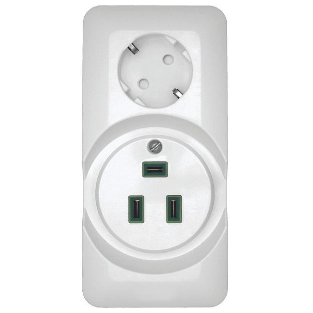 Systeme electric RA32-211R-B ПРИМА О/У РОЗЕТКА комб:ДЛЯ ЭЛЕКТРОПЛИТЫ 32А+силовая 16А 250В,БЕЛЫЙ,опт.уп.Россия фото 1