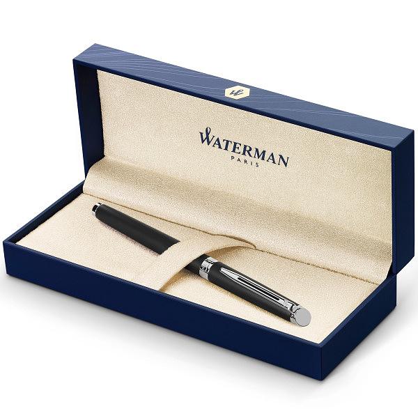 Ручка перьев. Waterman Hemisphere (CWS0920810) Matte Black CT F сталь нержавеющая подар.кор. фото 6