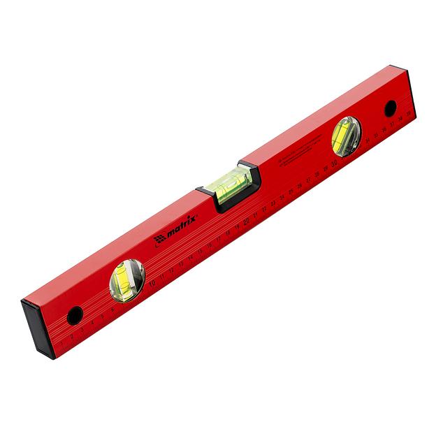 Уровень алюминиевый, 400 мм, 3 глазка, красный, линейка фото 1