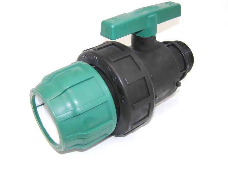 Кран шаровый ПНД 63x2 наруж резьба компрессионный фото 2