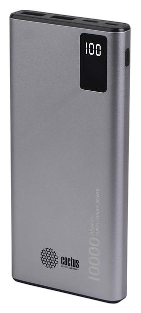 Мобильный аккумулятор Cactus CS-PBFSLT-10000 10000mAh 3A 2xUSB серый фото 1