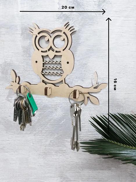 Ключница деревянная настенная SCHcom «Совушка» 20х16 см, бежевый фото 2