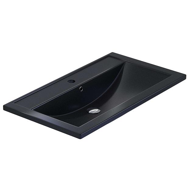 Раковина кварцевая для ванной Uperwood Foster Quartz 80 см, черная матовая, космос фото 4