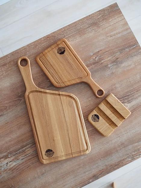 Набор из двух разделочных деревянных досок на подставке Woodlin «Классик» ОПТ фото 6