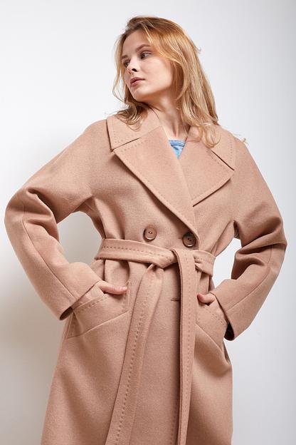 Женское демисезонное пальто двубортное Mmoda светлый кэмл, арт.2223425-7 фото 2
