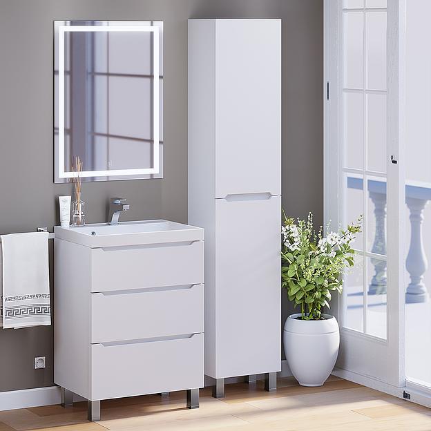 Тумба под раковину для ванной Uperwood Tanos 60 см, напольная, белая, 3 ящика фото 9