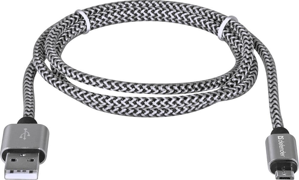 Кабель USB2.0 TO MICRO-USB 1M WHITE USB08-03T 87803 DEFENDER фото 1