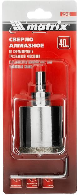 Сверло Matrix 726403 по кафелю/стеклу Д=40мм (1пред.) для шуруповертов/дрелей фото 6