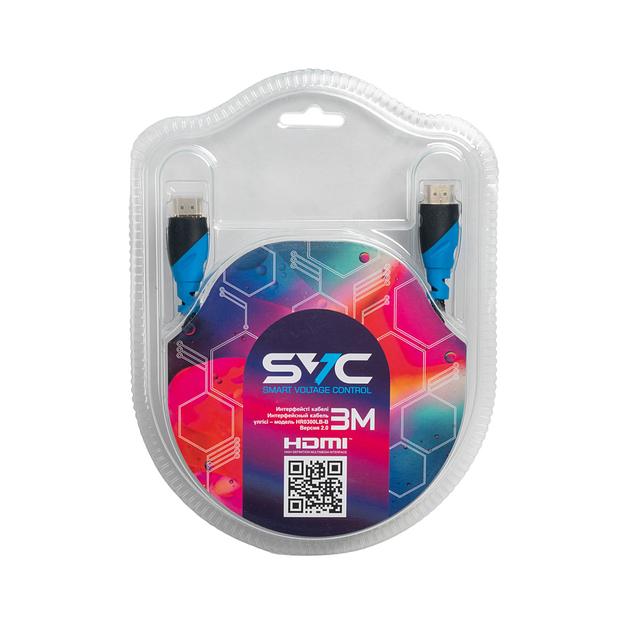 Интерфейсный кабель HDMI-HDMI SVC HR0300LB-B  30В  Голубой  Блистер  3 м фото 1
