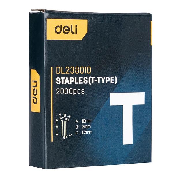 Степлеры, пистолеты, заклепочники Deli Набор скоб для степлера (Тип T) Deli DL238010 (10 х 2 х 1,2мм * 2000 шт) фото 4