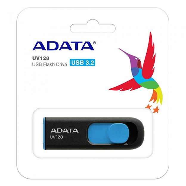Флеш Диск A-Data 64Gb DashDrive UV128 AUV128-64G-RBE USB3.0 черный/синий фото 4