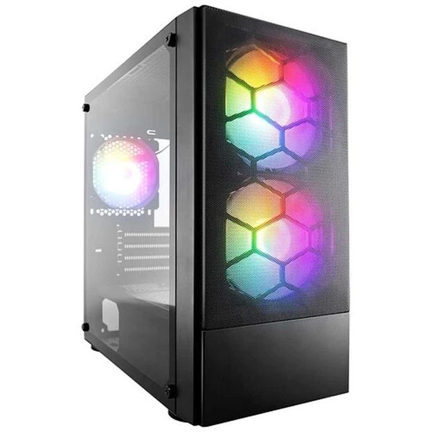 1STPLAYER Корпус FIREBASE X4-M Black / mATX, TG / 1x120mm & 2x140mm LED fans inc. / X4-M-BK-2F1P-1F1 фото 1