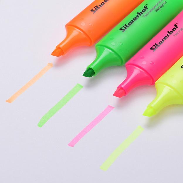 Набор текстовыделителей Silwerhof Blaze 108036-00 скошенный пиш. наконечник 1-5мм 4цв. пакет с европодвесом фото 7