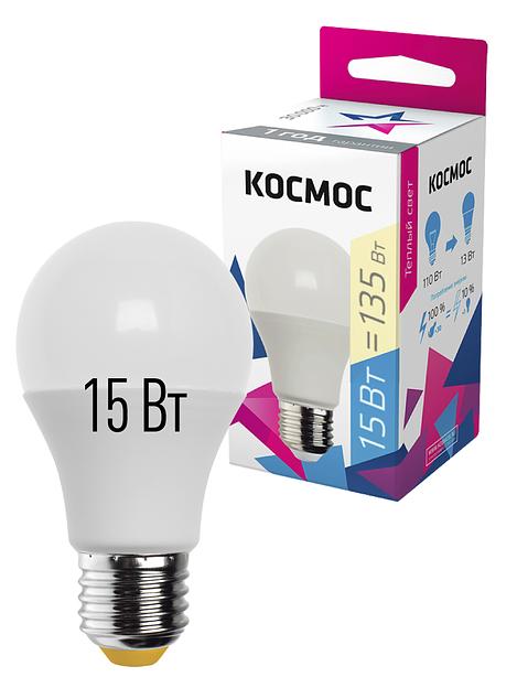 Лампа светодиодная LED 15Вт 220В Е27 D60х108 3000 теплый A60 фото 1