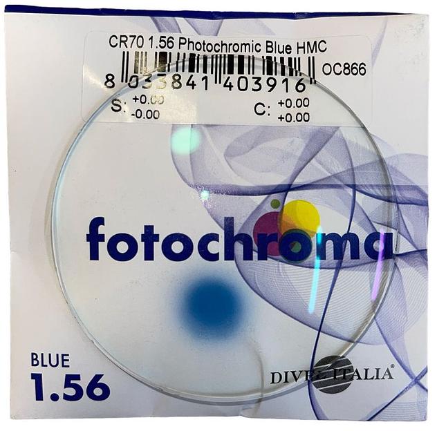 Линза полимерная стигматическая 1.56 Fotochroma HMC Blue ОПТ фото 1