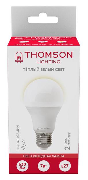 Лампа светодиодная Thomson TH-B2001 7Вт цок.:E27 груша 220B 3000K св.свеч.бел.теп. A (упак.:1шт) фото 3