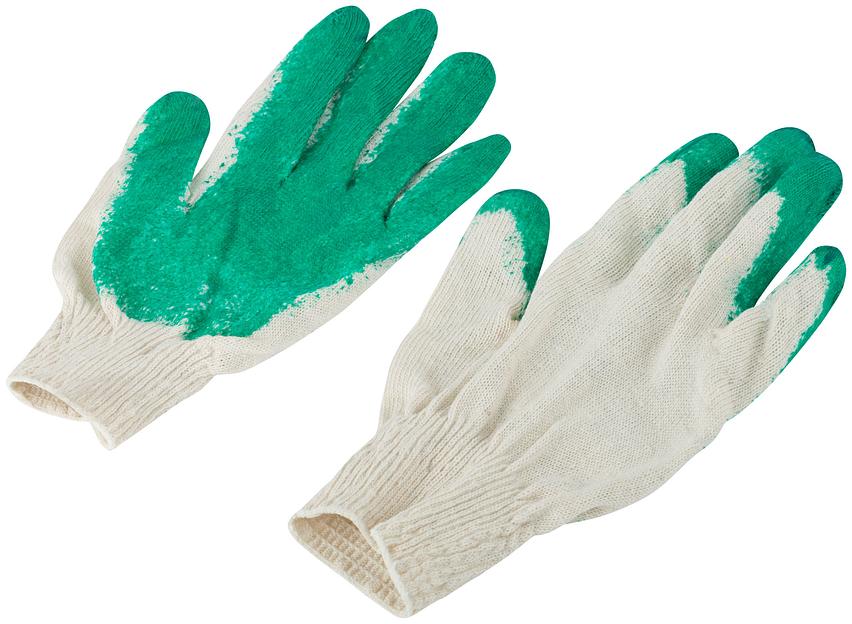 Перчатки вязаные х/б с резиновой заливкой наладонника фото 2