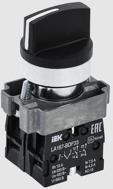 Переключатель LA167-BDF33 3 полож. 2з черный IEK фото 2