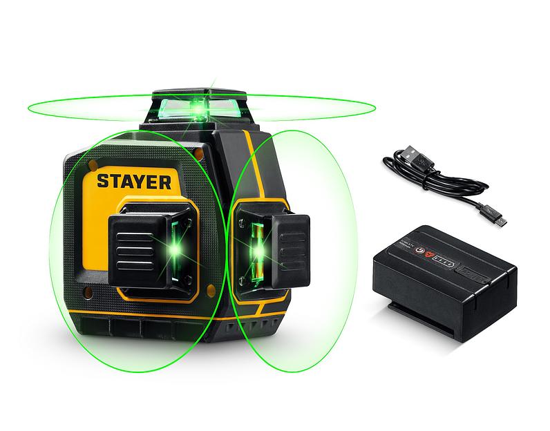 STAYER SL-3D, 50м, точн. +/-0,5 мм/м, зеленый лазерный нивелир (34963) фото 1