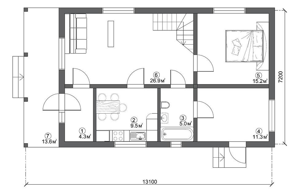 Проект каркасного дома «КД-70-19» под ключ фото 2