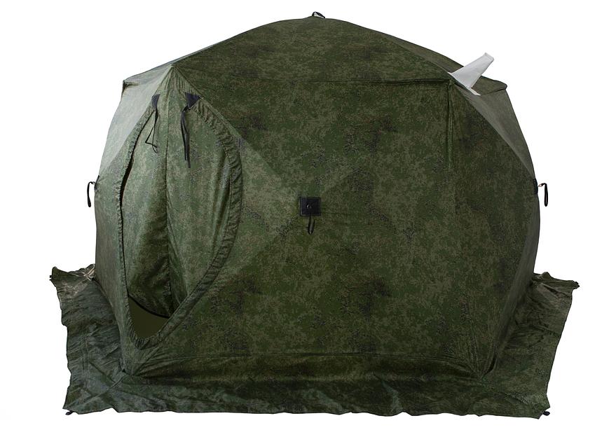 Палатка СТЭК Чум 2 КМФ, выход под трубу, 380*200 см. фото 3