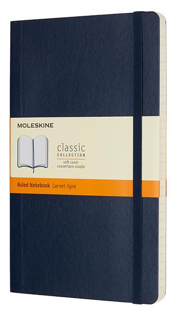 Блокнот Moleskine CLASSIC SOFT QP616B20 Large 130х210мм 192стр. линейка мягкая обложка синий сапфир фото 1
