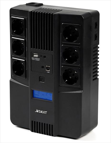 Источник бесперебойного питания (8935) Бастион SKAT-UPS AI 800ВА/480Вт/line-interactive/АКБ 9Ачx1/ 3xSchuko 3xSchuko/Дисплей/3 л.г. (SKAT-UPS 800 AID) фото 3