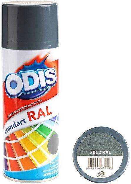 Краска аэрозольная акриловая ODIS standart RAL 7012 базальтово-серый 450мл фото 1