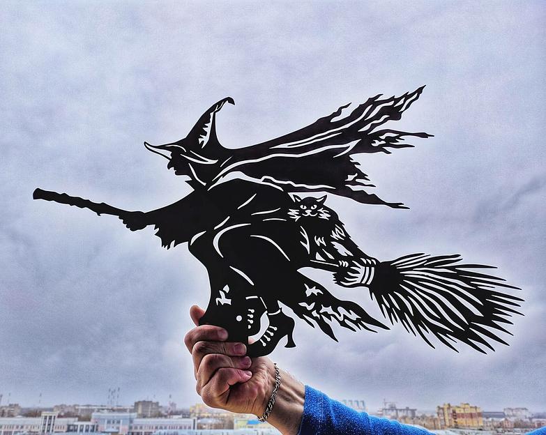 Флюгер «Ведьма и кошка» ОПТ фото 1