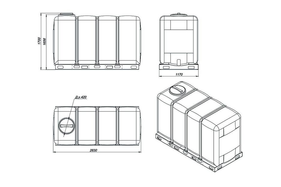 Емкость K 4000 в обрешетке фото 2