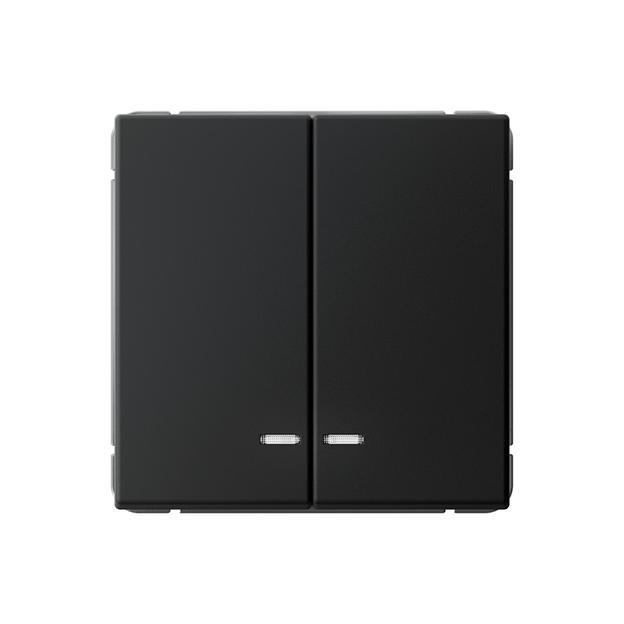 ARTGALLERY 2-клавишный выключатель с подсветкой, сх.5а, 10АХ, механизм, карбон фото 1