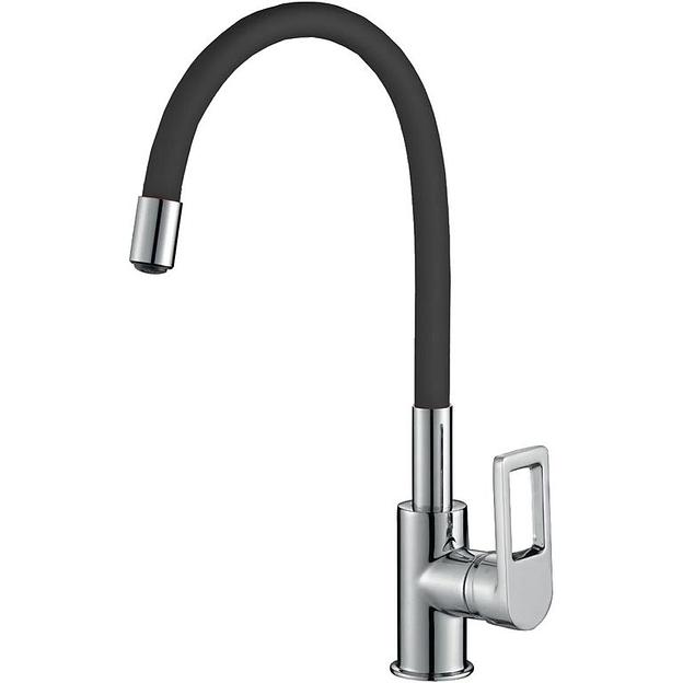 Смеситель для мойки одноручный "Juguni Luxe" с гибкой подводкой, черный фото 1