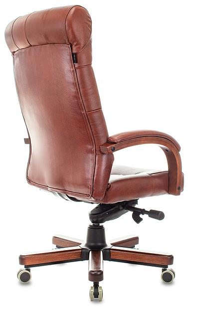 Кресло руководителя Бюрократ T-9928WALNUT светло-коричневый Leather Eichel кожа крестов. металл/дерево фото 4