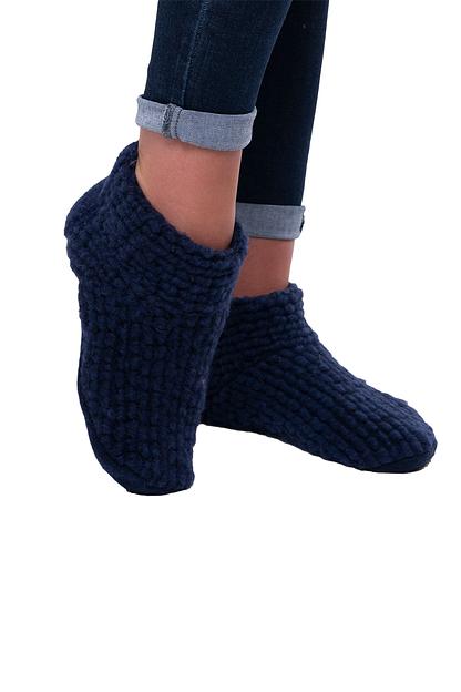 Женские меховые носочки Woollamb комби «Букле» индиго, опт фото 1