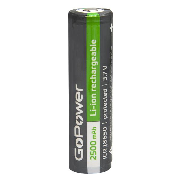 Аккумулятор Li-ion GoPower 18650 BL1 3.7V 2500mAh с защитой выс.конт. (1/6/120) Аккумулятор Li-ion GoPower 18650 с защитой с высоким контактом (00-00018354) фото 2