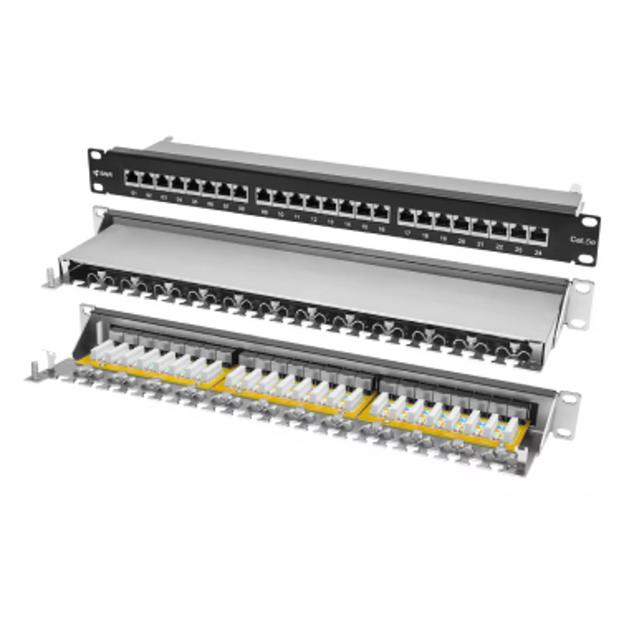 Коммутационная панель SNR, 19" экранированная, 1U, 24 порта, cat.6, горизонтальная заделка фото 5