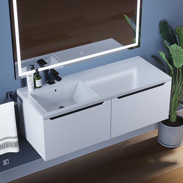 Тумба под раковину для ванной Uperwood Tanos 120 см, подвесная, левая, белый/графит фото 3