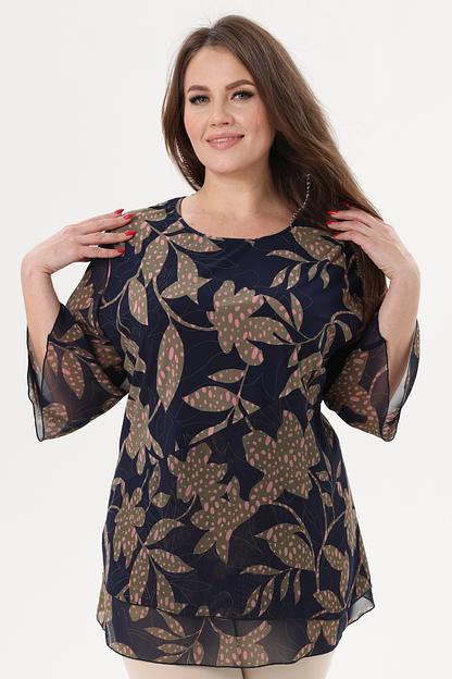 Туника женская  7024-23/02/Темно-синий, розовый  фото 4